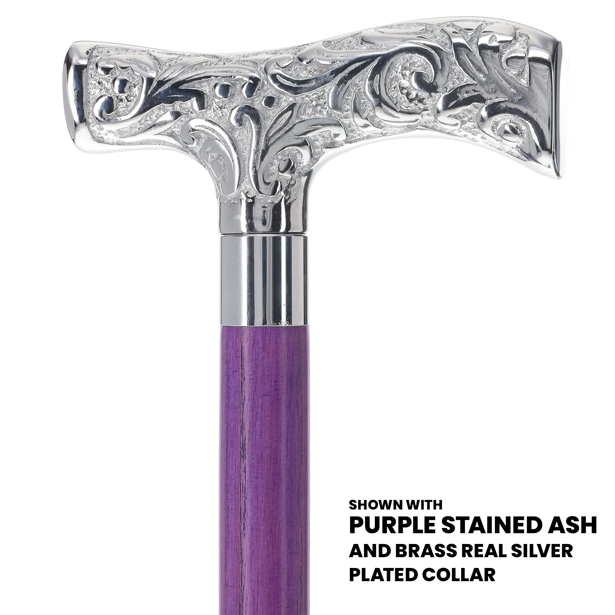 T-Handle Premium Chrome Brass Cane: Stained Custom Color Shaft