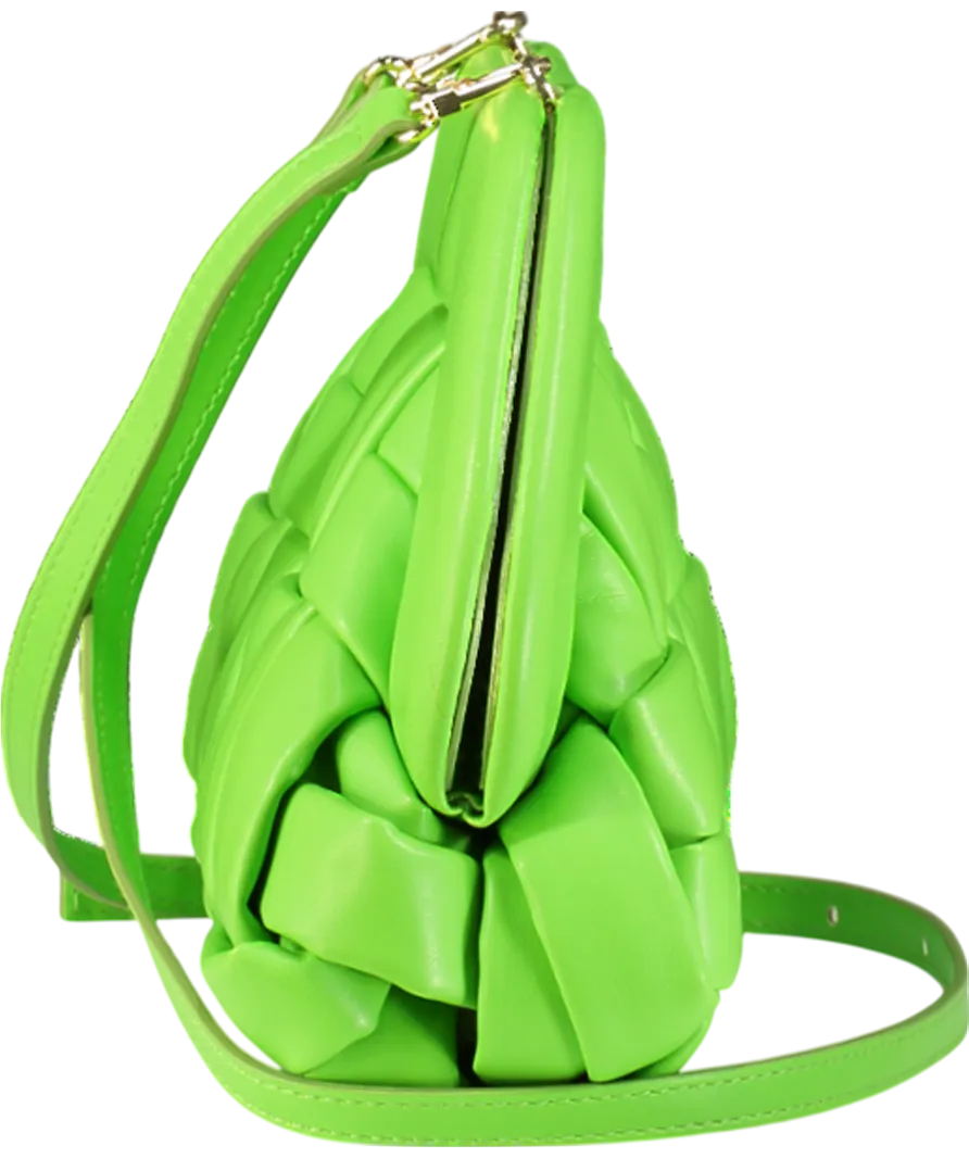 Themoir Green Bios Woven Mantis Pochette Clutch Bag With Crossbody Strap