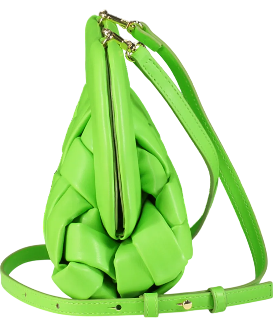 Themoir Green Bios Woven Mantis Pochette Clutch Bag With Crossbody Strap