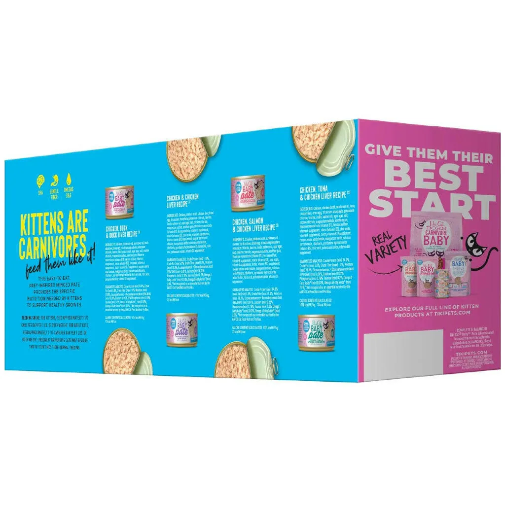 Tiki Cat Baby Pate Variety Pack Wet Food for Kittens (2.4 oz x 12 cans)