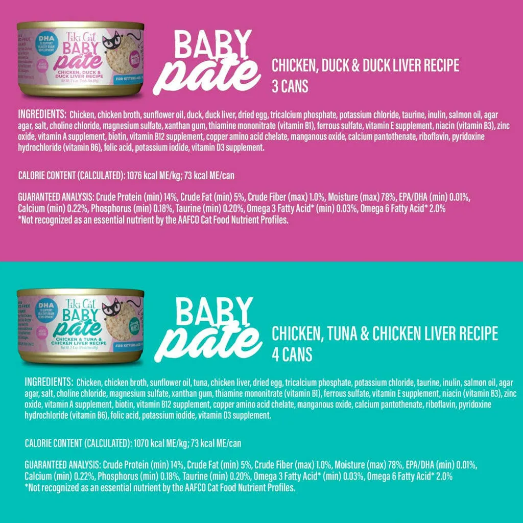 Tiki Cat Baby Pate Variety Pack Wet Food for Kittens (2.4 oz x 12 cans)