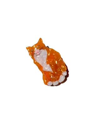 Tuxedo Cat Claw Clip in Orange