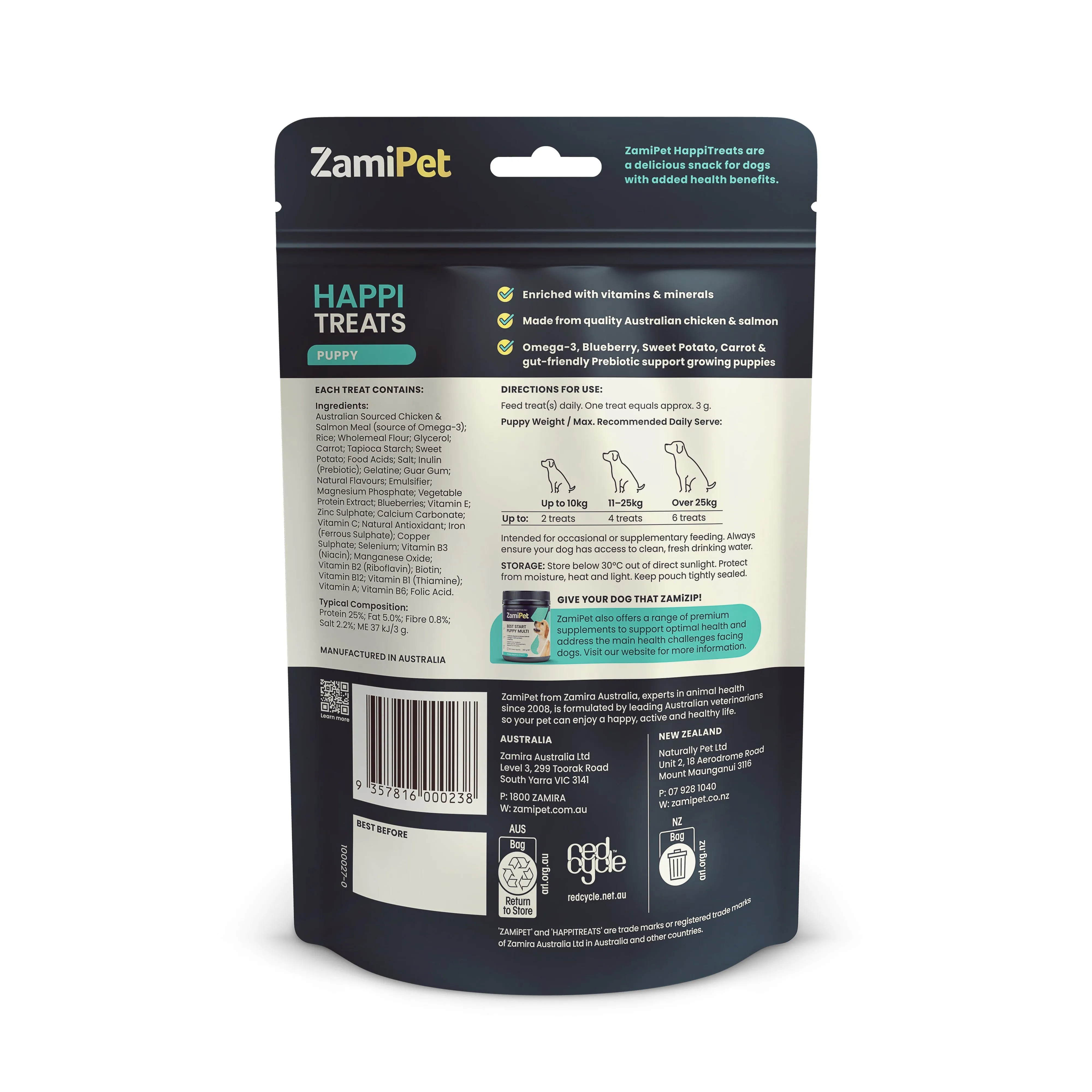 ZamiPet Happitreats Puppy Chews 200g 60 Pack***